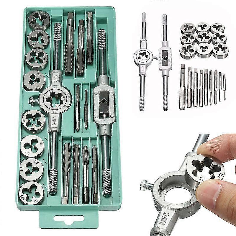 Tap And Die Set Tungsten Alloy Steel Metric Tap And Die Kit M3-m12 Combination For Cutting External And Internal Thread With Storage Case(20pcs)