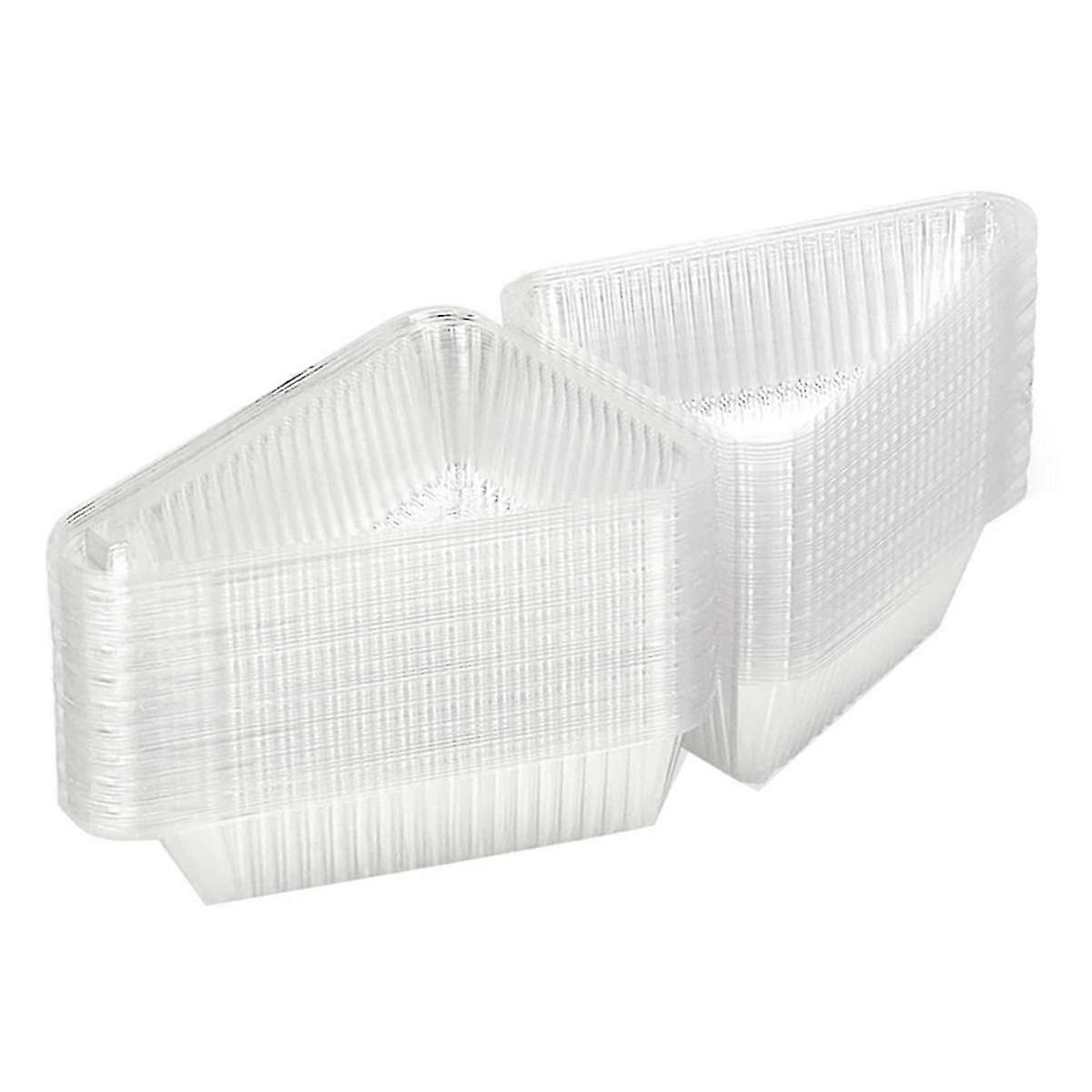 50 stuks Cake Slice Containers met scharnierend deksel, Wegwerp Pie Slice Boxes, Individuele Cheesecake Containers, Cake Carriers