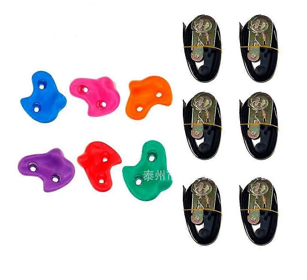 6pcs Climbing Stones With 6 Ratchet Straps Ninja Tree Climbing Holds