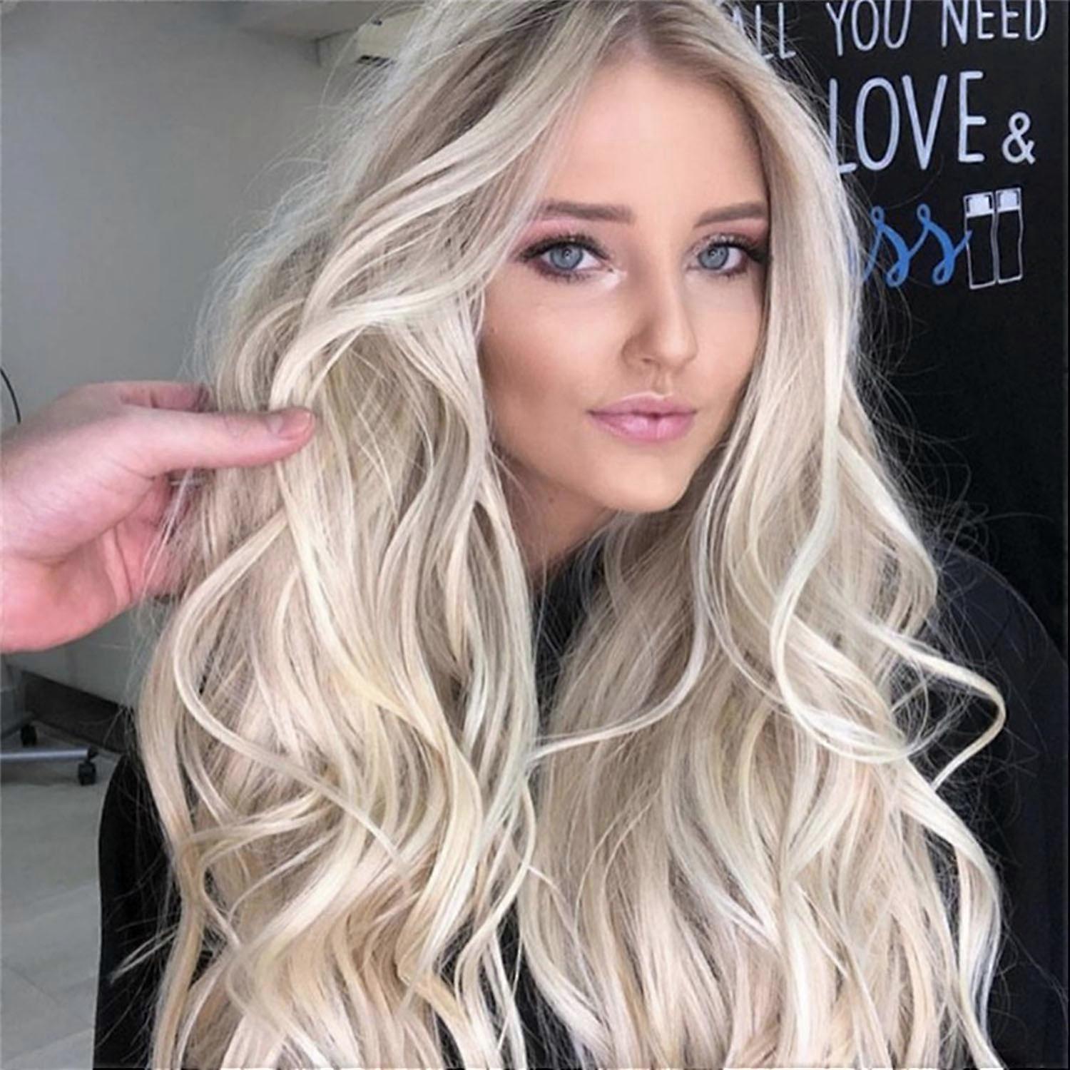 long curly blonde wig