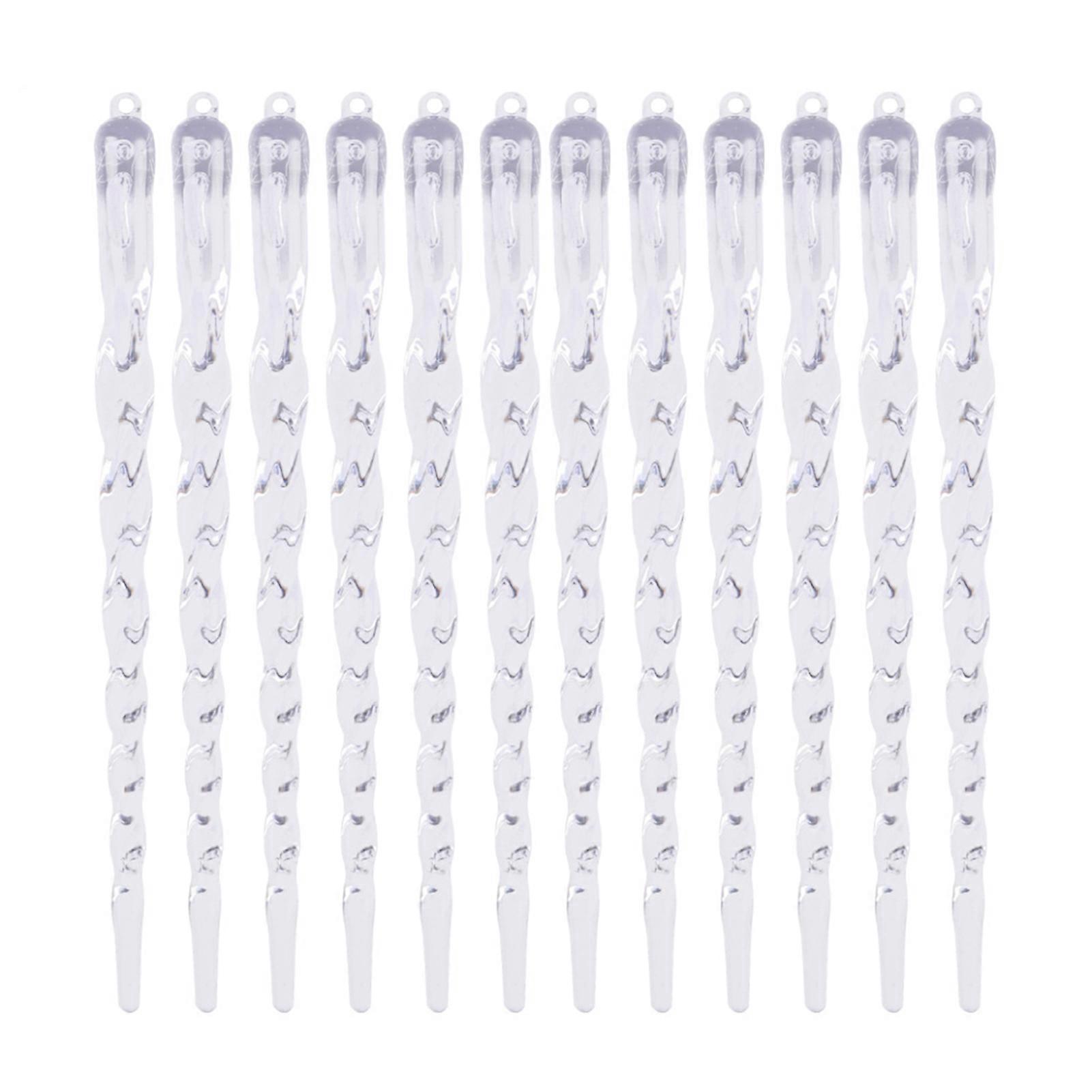 12 Pcs Clear Crystal-like Icicles Pendant Realistic Icicle Hanging Ornament Simulated Spiral Ice Cone for Xmas Tree Winter Ice Snow Theme Wonderland P