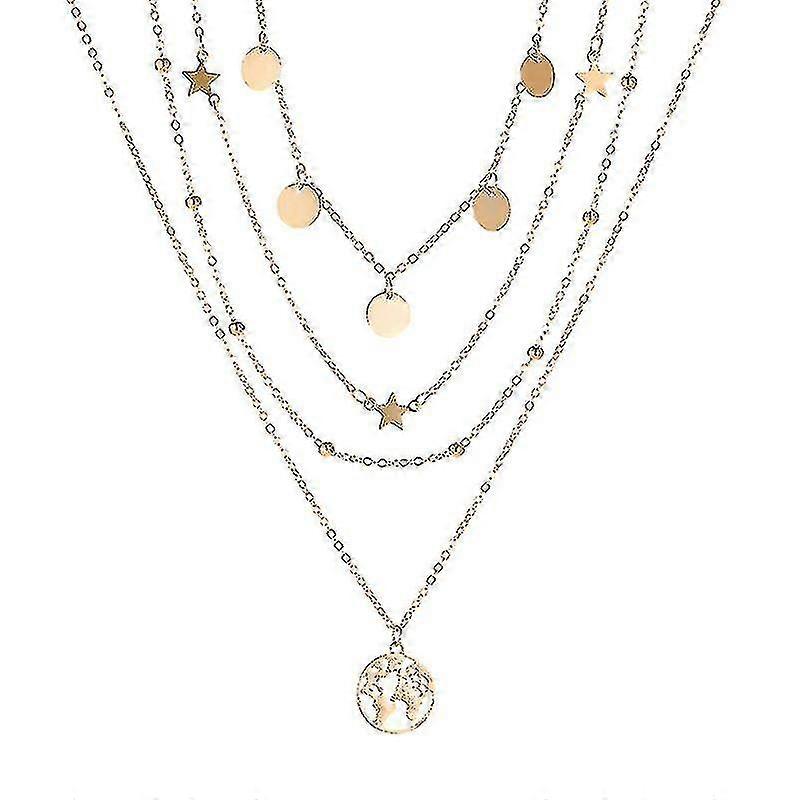 Vintage Exquisite Multilayer Pendant Necklace Set Charm Creative Simple Elegant