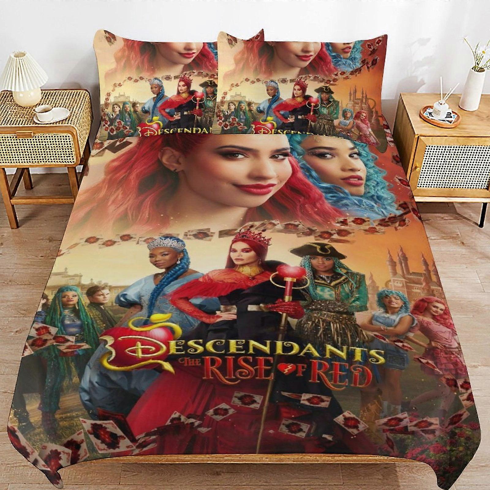 v2441 סדינים מצעים צאצאים סטים של מצעים כיסוי שמיכה רך במיוחד ידידותי לעור 3 חלקים, כיסוי שמיכה חמוד סט מיטה לבנים בנות ילדים ( 1 