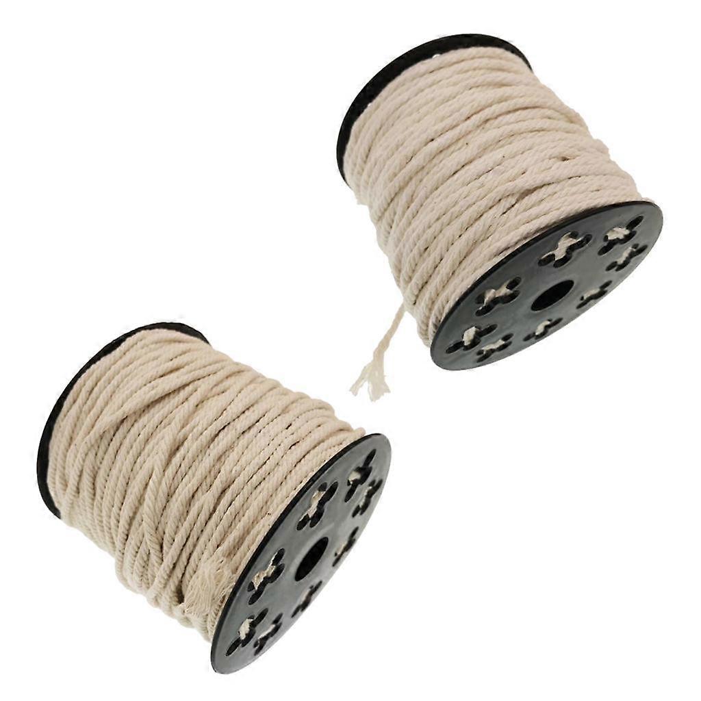 2set Natural Cotton Rope Braided Twisted Cords Twine Crafts White 60/50m