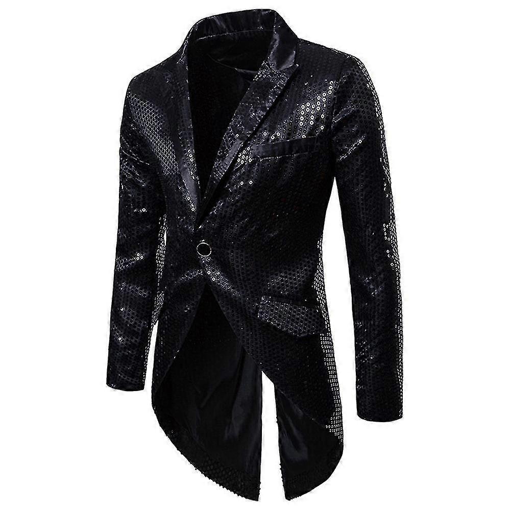 Męski cekinowy Swallowtail Suit Jacket Party Show Tux Dress Coat