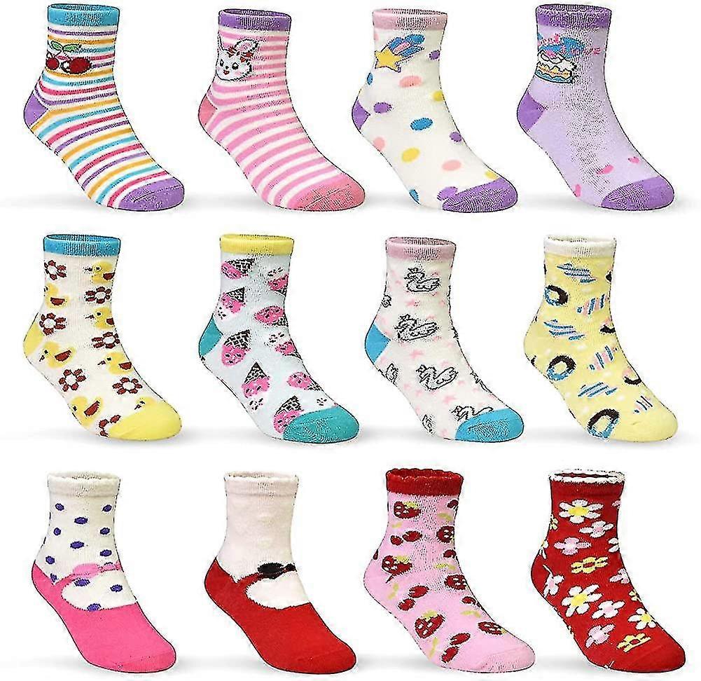 12 Pairs Toddler Non Skid Socks With Grips Anti Slip Bottom. Cotton Non Slip10cm