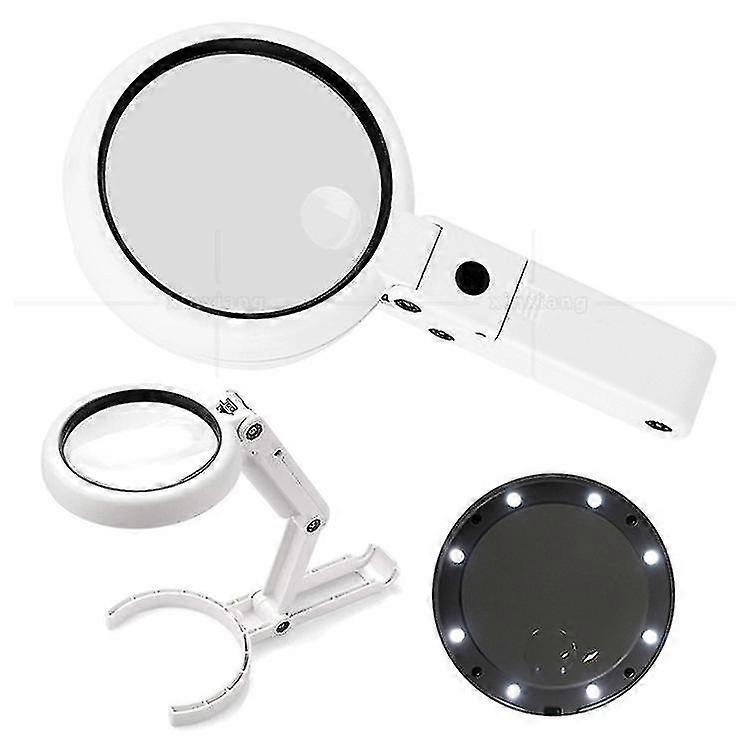 3.5x/11x Folding Magnifying Glass Table Lamp, With 8 Led Lights, For Reading, Hobbies, Jewelry, Crafts Or Workbench