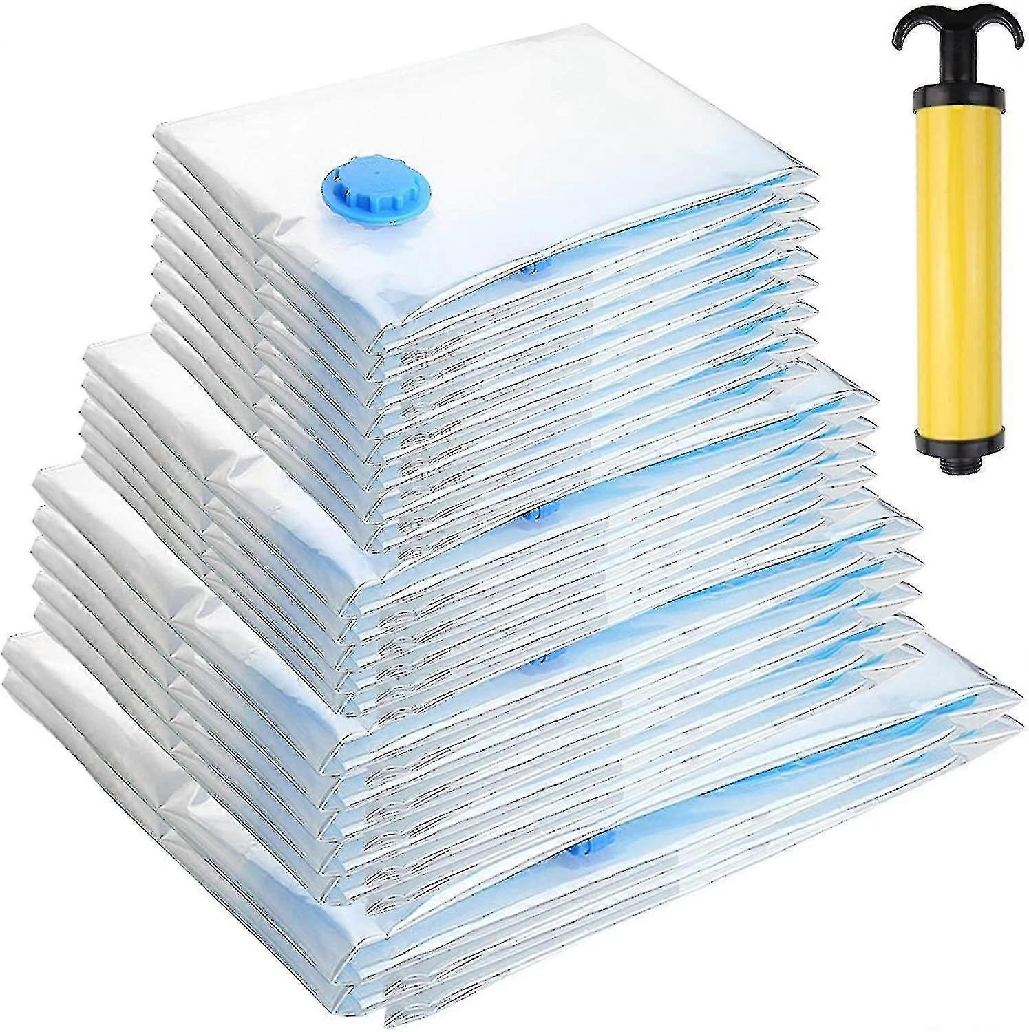 Vakuumbeutel für Kleidung mit Pumpe, 10 Stück Sets 4 verschiedene Größen, Vakuum