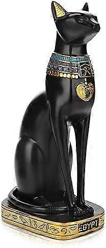 Statua del gatto egiziano, statua del gatto egiziano, scultura del gatto egiziano, scultura della collezione di figurine del gatto nero per la decorazione del bar dell'ufficio domestico (M)