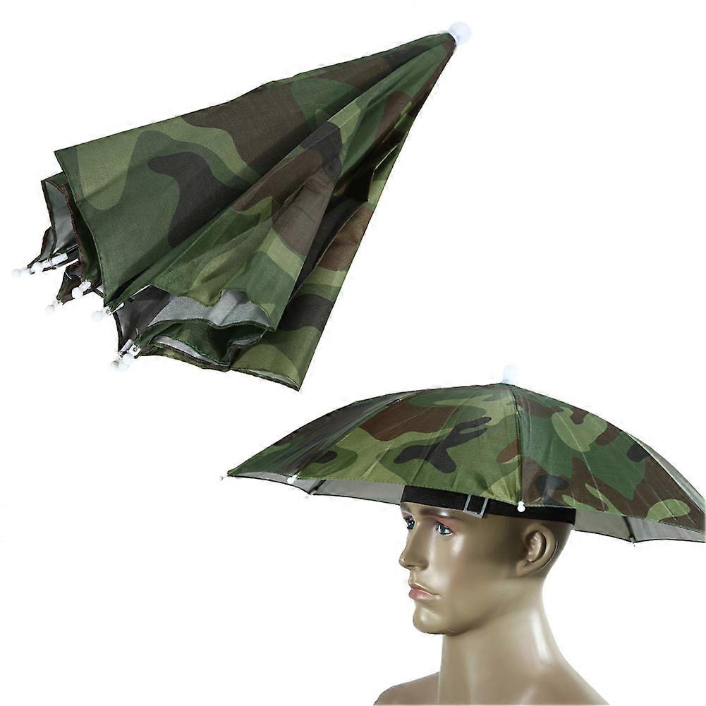 55cm Foldable Rain Umbrella Hat Army Green Outdoor Pesca Sun Shade Waterproof Camping Fishing Headwear Cap Beach Head Hats