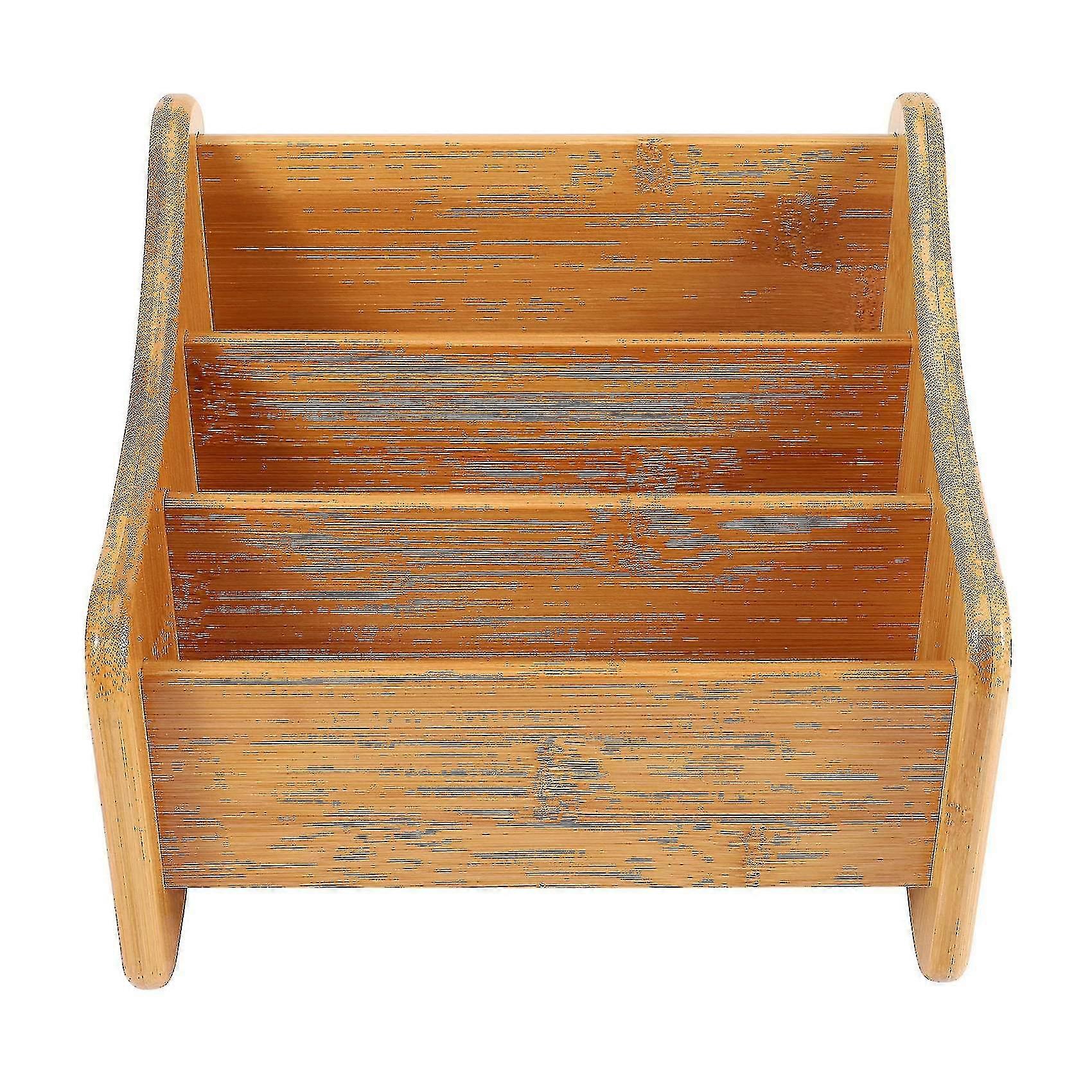 Wood Desk Organizer Bamboo Remote Control Holder Caddy Storage Container With 3 Compartments Compatible With Pe PXCL