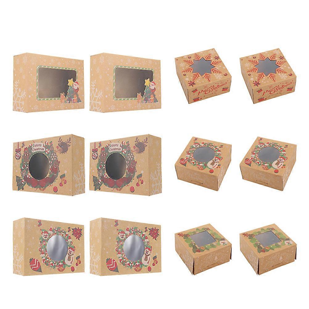 12Pcs Cake Dessert Packing Boxes with Window Paper Bakery Cupcake Boxes for Xmas