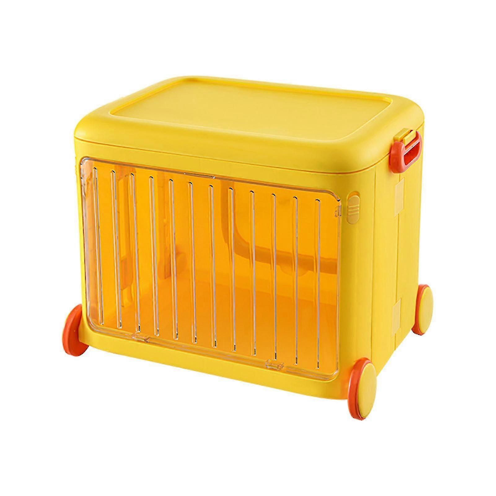 Kids Stackable Storage Bins with Wheels - Transparent, Movable, and Collapsible compatible Toys, Books, and Snacks