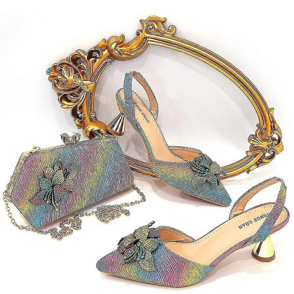 تصميم إيطالي للأحذية وحقيبة مجموعة عالية الجودة اليدوية سيدة الأحذية مطابقة حقيبة اليد