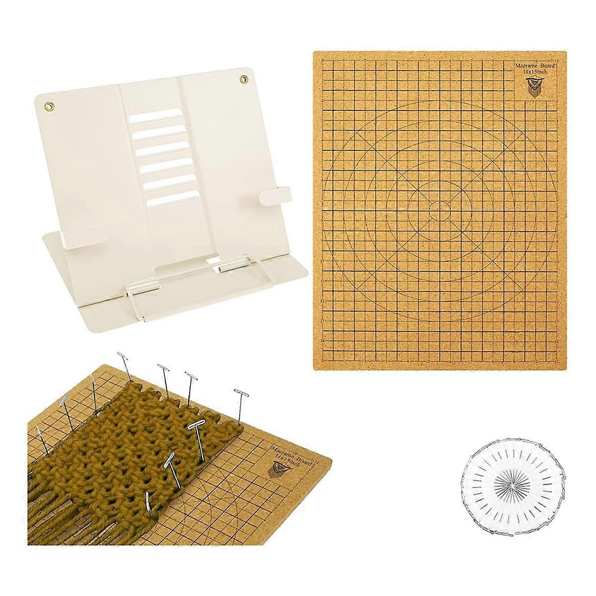 Makramee-Brett und verstellbarer Metallhalter, 12x16 Zoll doppelseitiges Makramee-Projektbrett mit Stiften, für