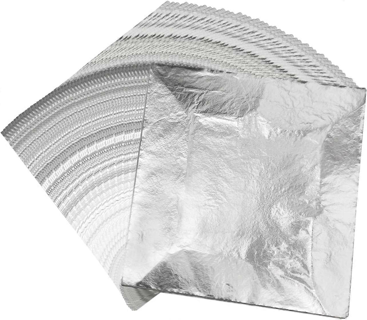 Silver Leaf Sheets,100 Sheets 5.5 x 5.5,for Painting,Nail Art,Crafts