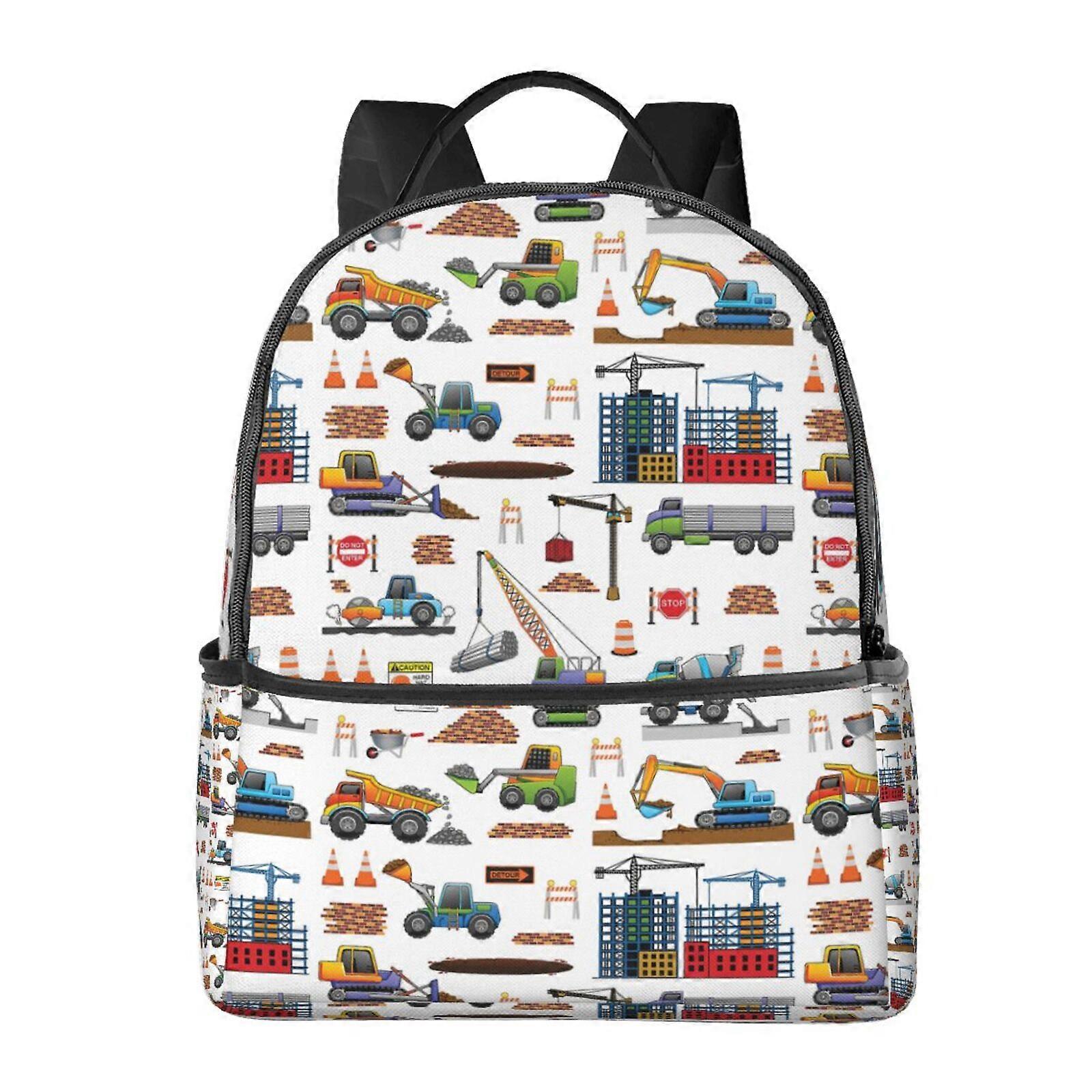 Construction Trucks Pattern Backpack,Large Capacity Travel Backpack,Laptop Backpack,Water Resistant Backpack For Women Men 2