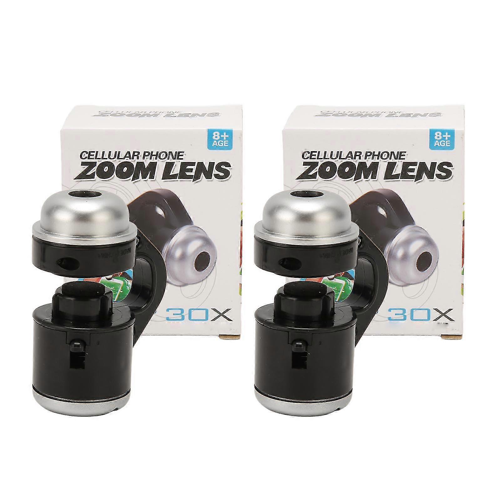 Portable Clip Microscope 30x Zoom LED for Skin and Hair Examination (2pcs)
