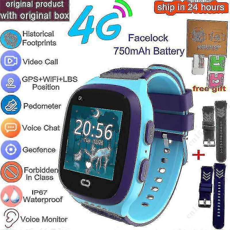 4g Kids Smart Watch Gps Wifi Video Call With Face-lock Sos Tracker Ip67 Waterproof Children's Smartwatch Camera Vs Y95 A36e 4g