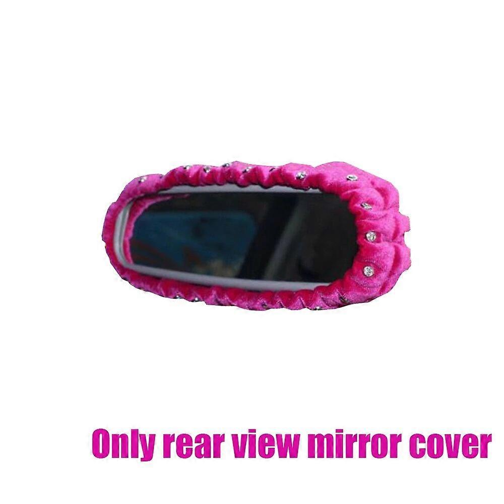 Car Rearview Mirror Cover Rhinestones Thickening Lengthen Plush Car Interior Rearview Mirror Cover Car Decoration AccessoriesMotor Vehicle Mirrors