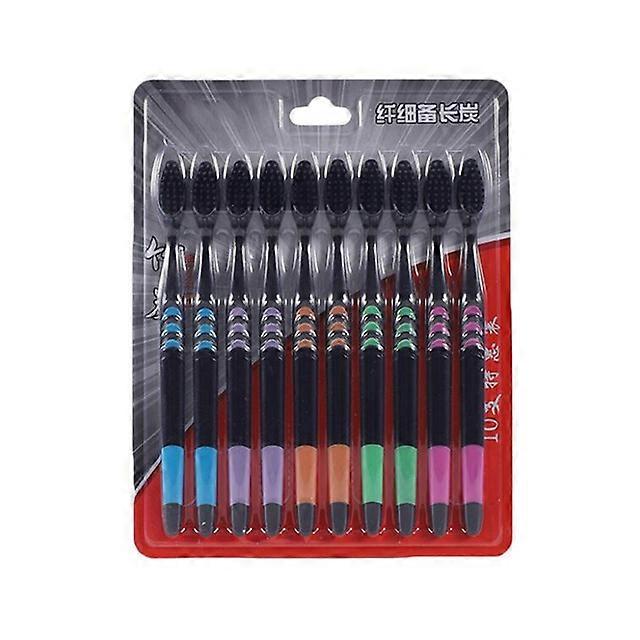 10 pack of soft bamboo charcoal adult student toothbrushesToothbrushes
