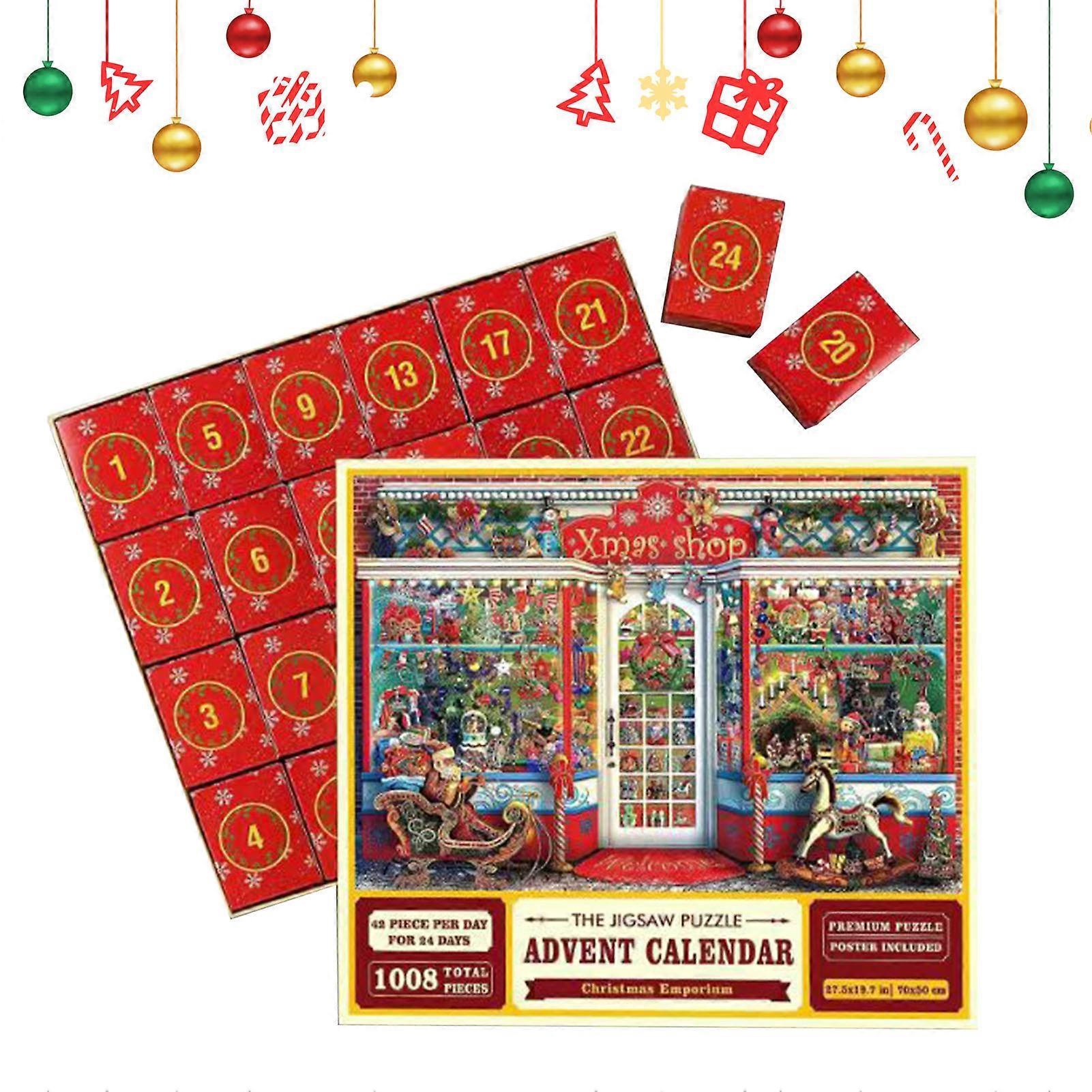Puzzle Advent Calendar 2023, 1008 Pieces Puzzle 24 Days Christmas Countdown Advent Calendars, Christmas Gift Idea For Kids Adult
