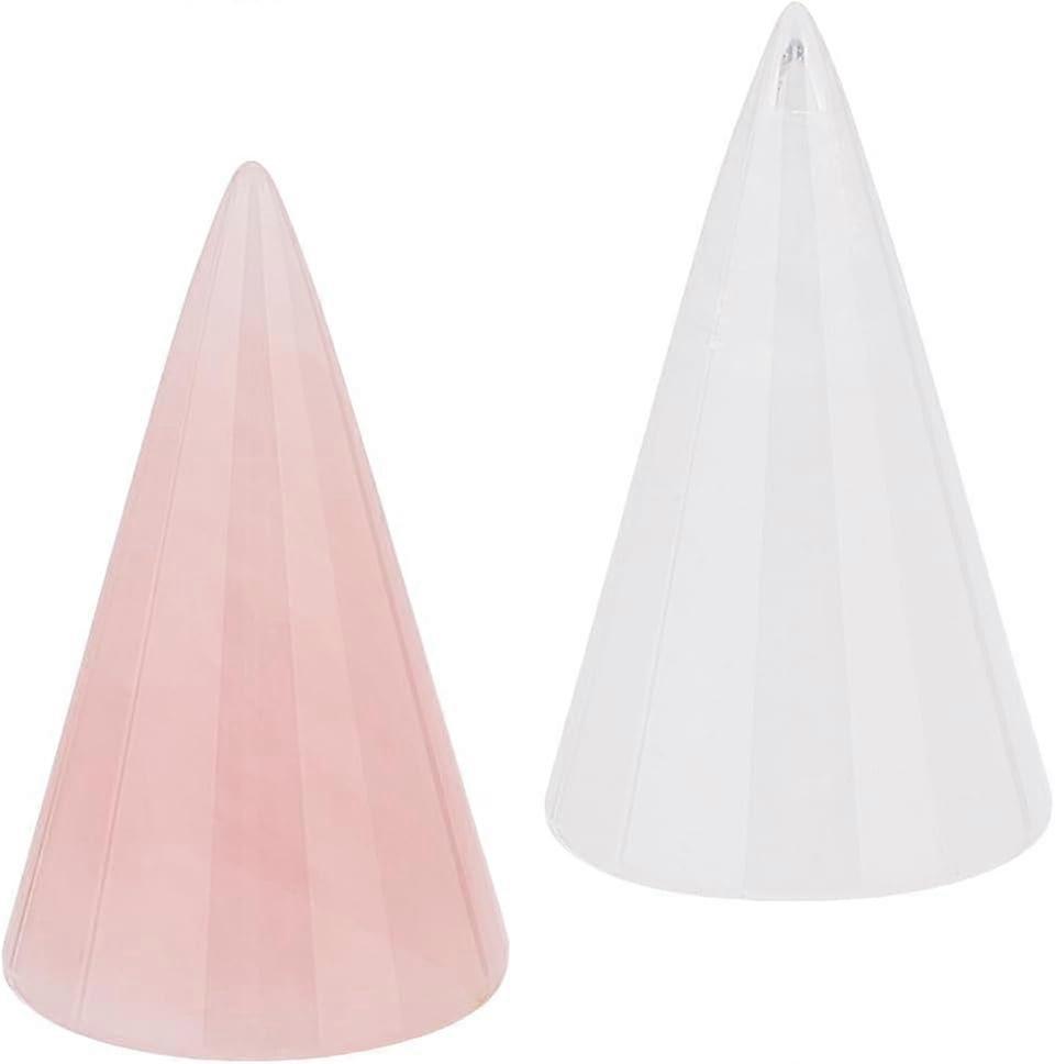 2Pcs 2 Styles Natural Quartz Crystal & Rose Quartz Cone Shaped Ring Display Stands Finger Ring Showing Holder Mixed Color 2.45x4.05cm 1pc/style