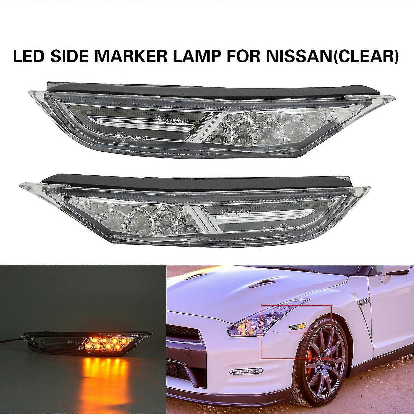 For Nissan GTR R35 2007-2018 Front Amber LED Side Marker Light DRL Running Lamp turn signal lights