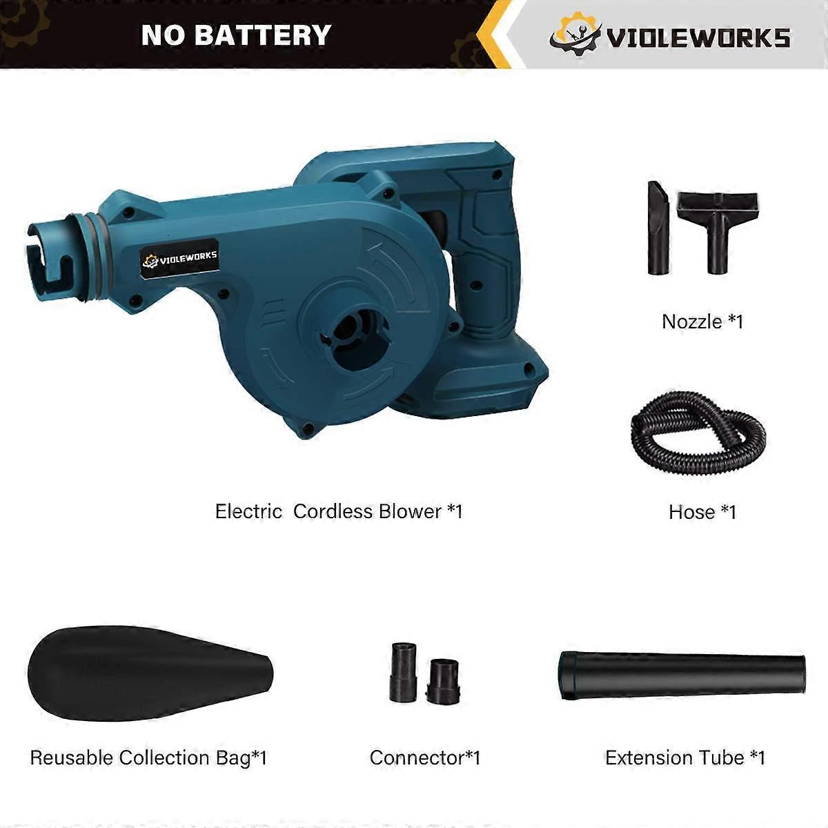 Violeworks 1500W 20000Rpm Cordless Electric Air Blower Home Computer Dust Remover Cleaning Leaf Blower For Makita 18V Battery