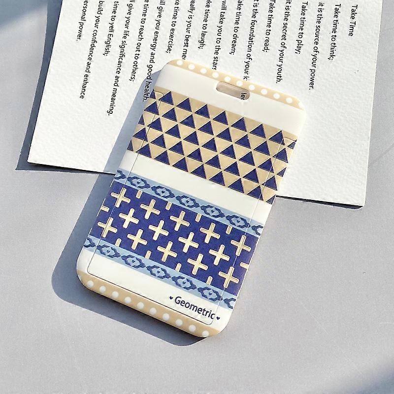 Geometric Pattern Card Cover Case Men Women Work Badge Keyring Wallet Student School Access Card Bus Credit Id Card Holder Bags