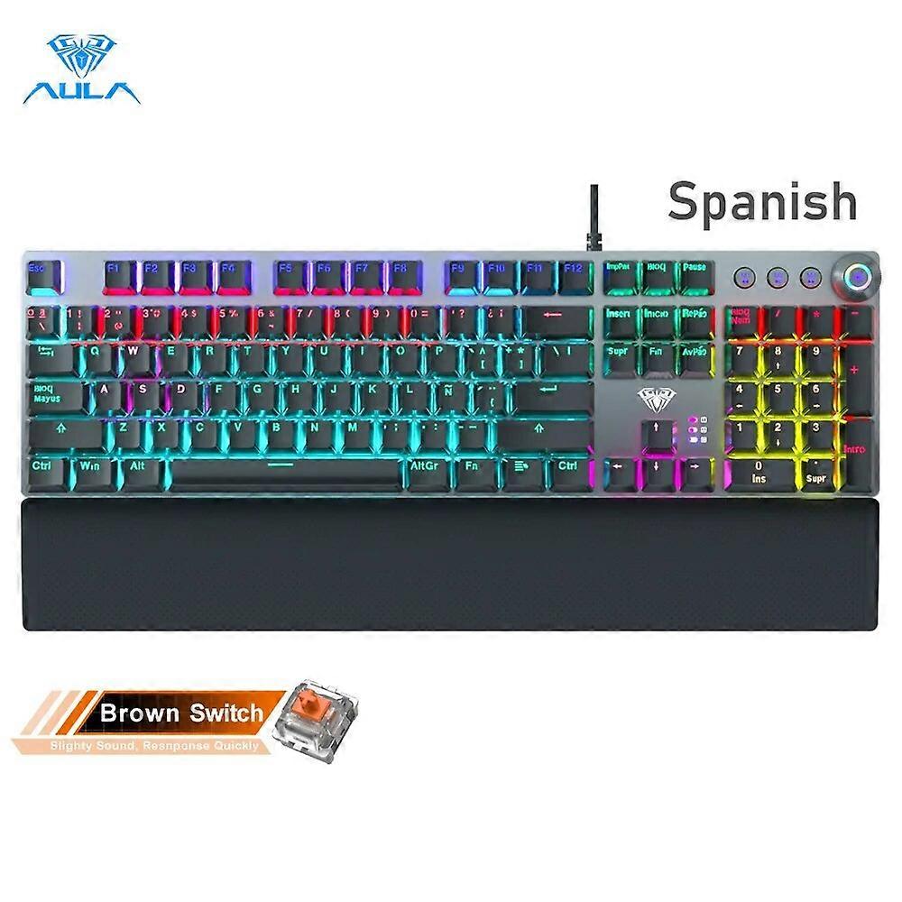 AULA F2088 Spanish Mechanical Gaming Keyboard With Brown/Blue/Black Switch 108-key LED Backlight Suitable For Laptop Gamers
