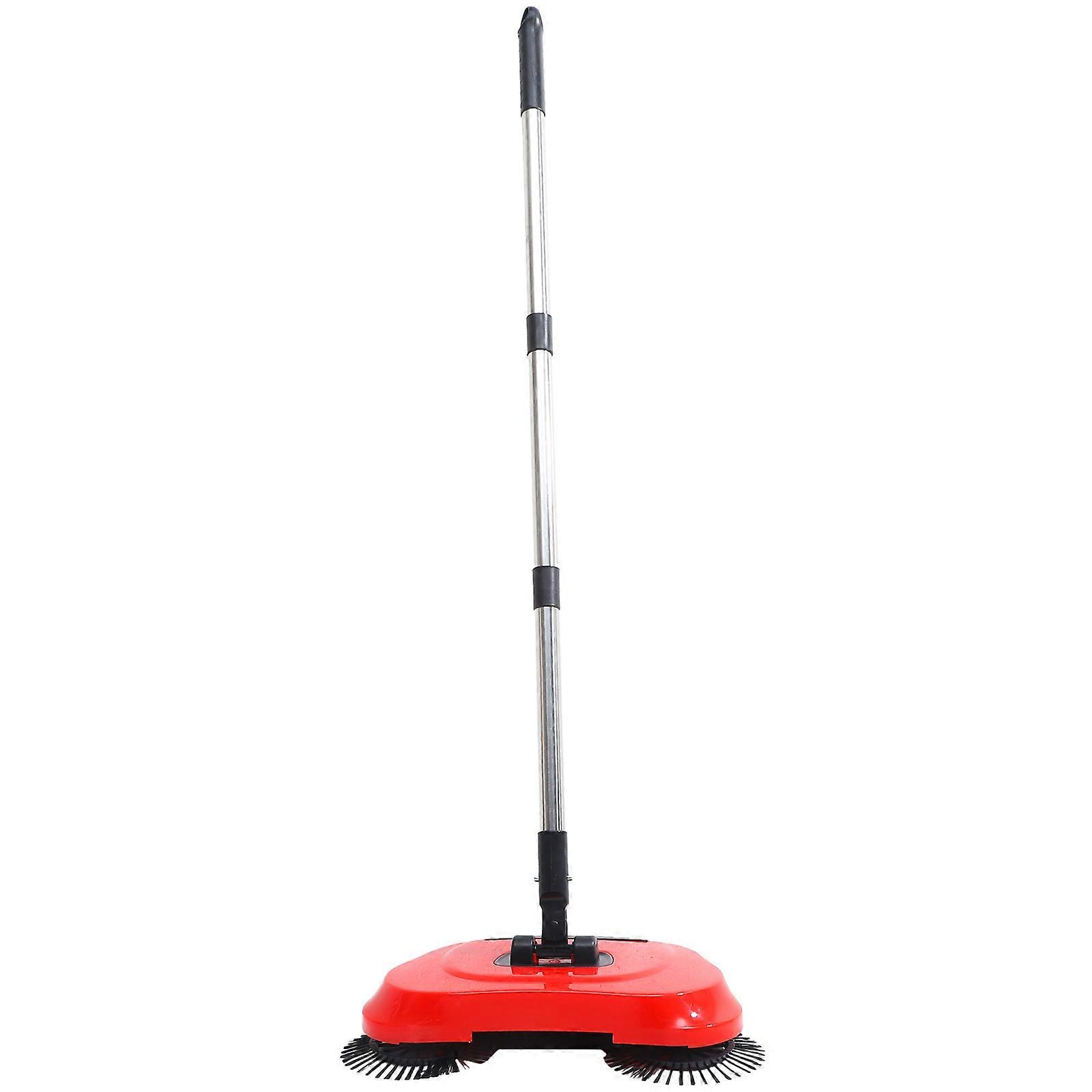 Multi-function 3 in 1 Household Cleaning Lazy Hand Push Sweeper Broom Dustpan Trash Bin 360 Rotating Floor Cleaning Mop (Red)