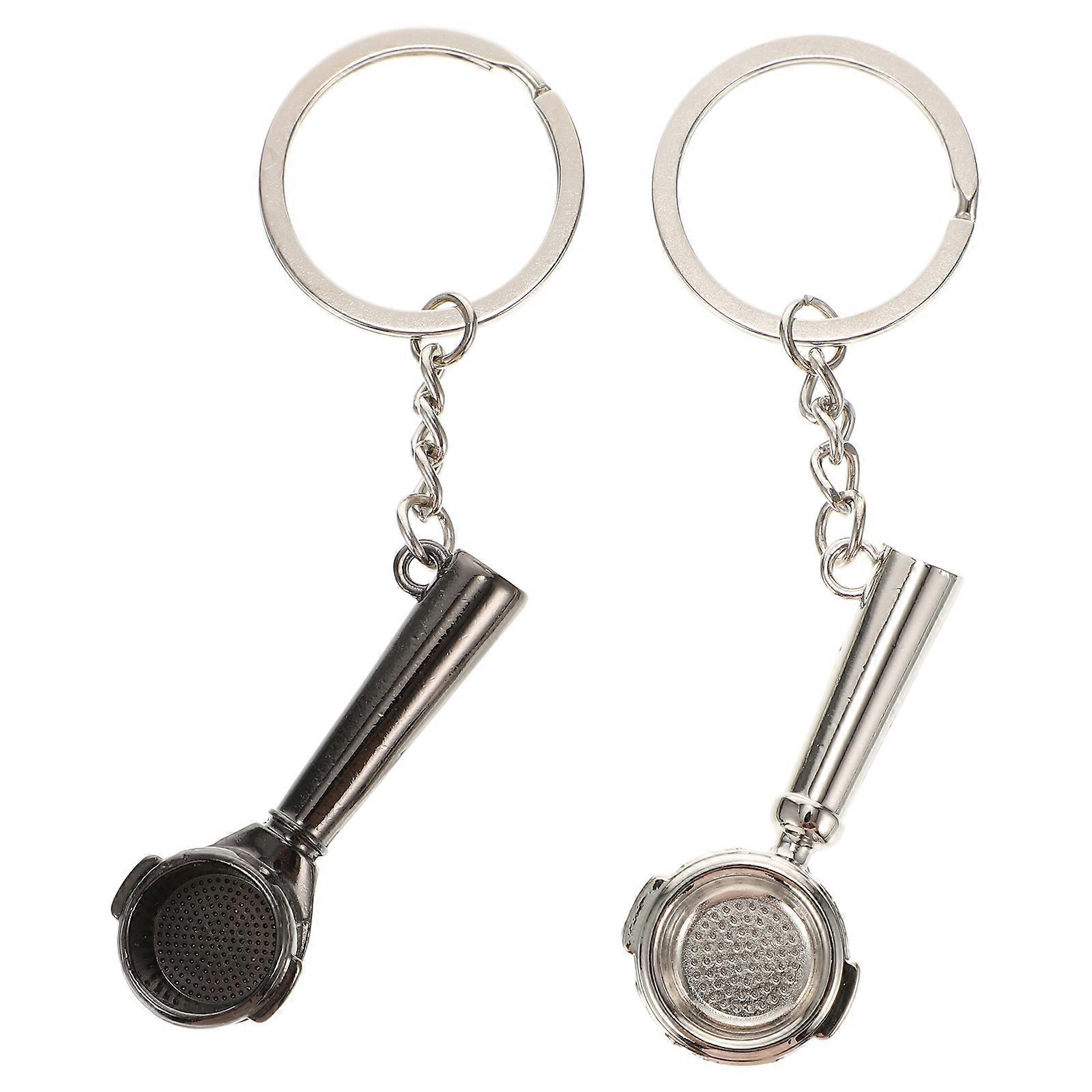2pcs Creative Zinc Alloy Key Chain Exquisite Coffee Series Key Rings Pendants