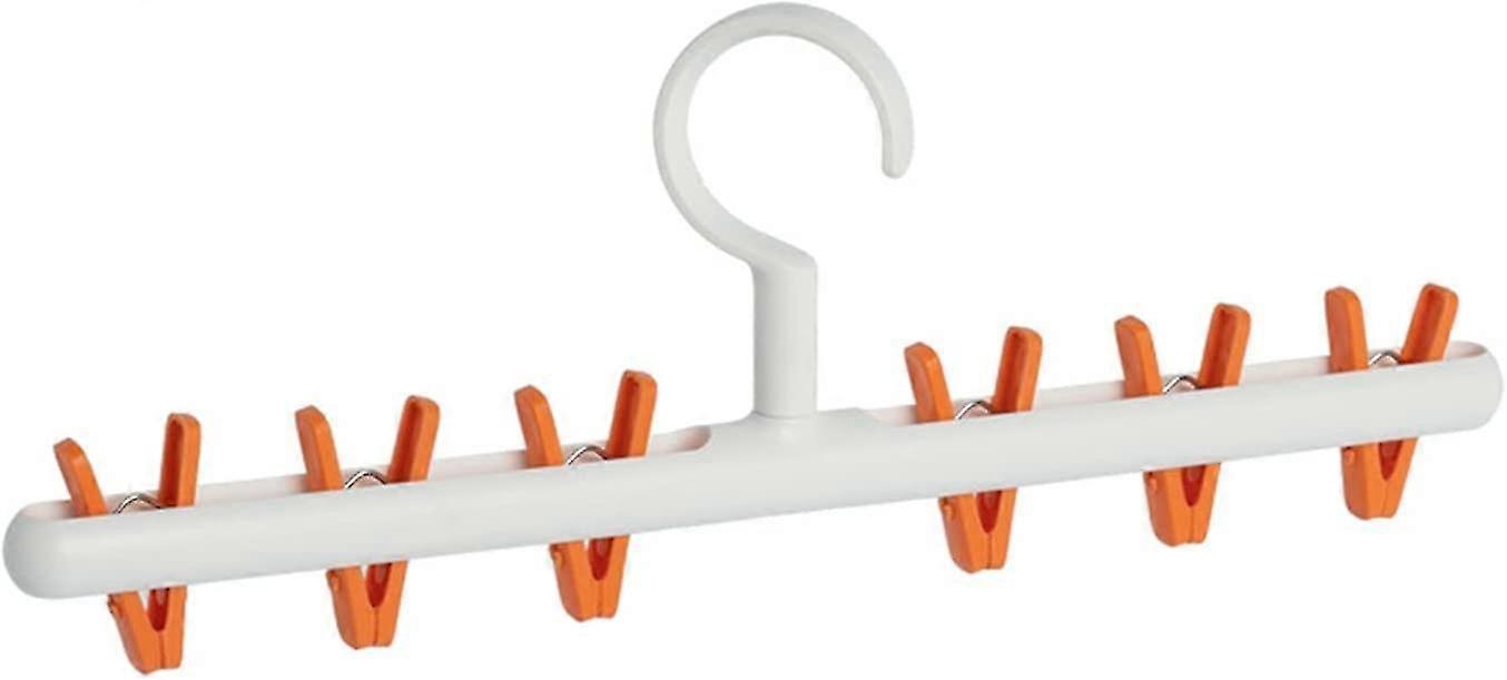 Sock Hanger With 6 Detachable Clips 360 Rotating Space Saving Drying Towel Diaper Baby Clothes Underwear Gloves Bras (blue)