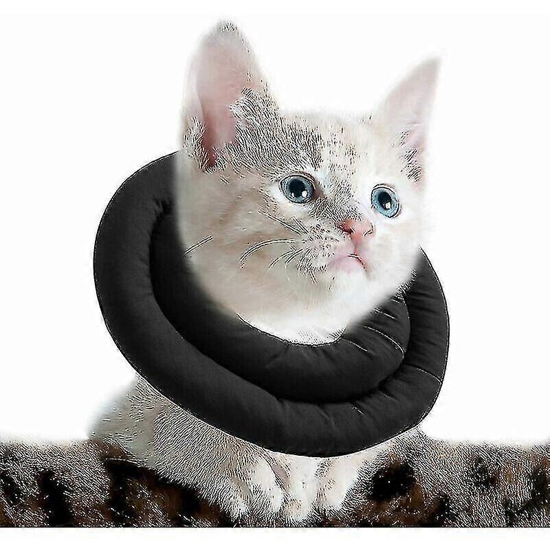 Adjustable Cat Collar, Soft Cat Recovery Collar, Protective Pet Collar After Surgery (s, Black)