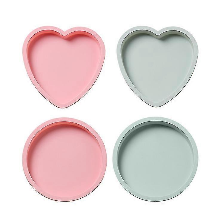 4pcs  Inch Silicone Cake Mold Heart Round