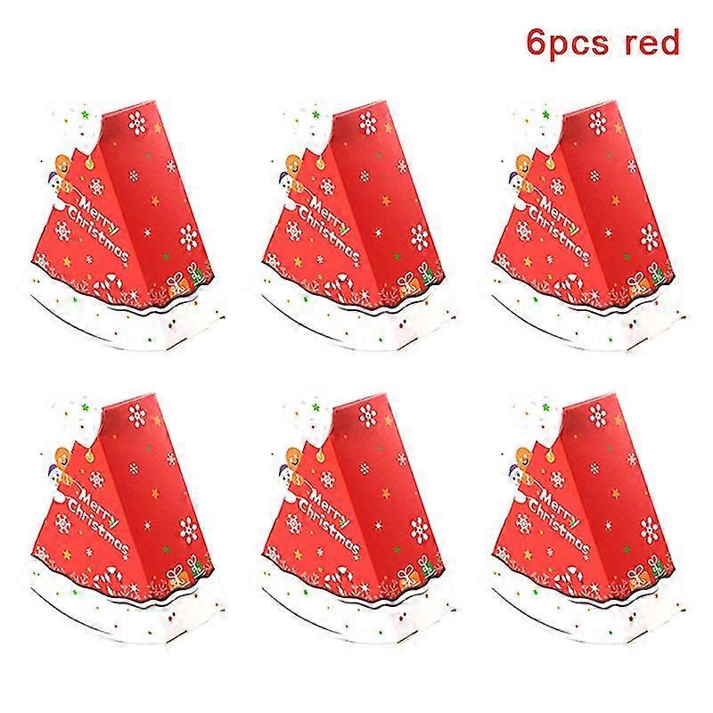 6pcs Cake Shape Christmas Candy Gift Boxes Cookie Snack Baking Packaging Box
