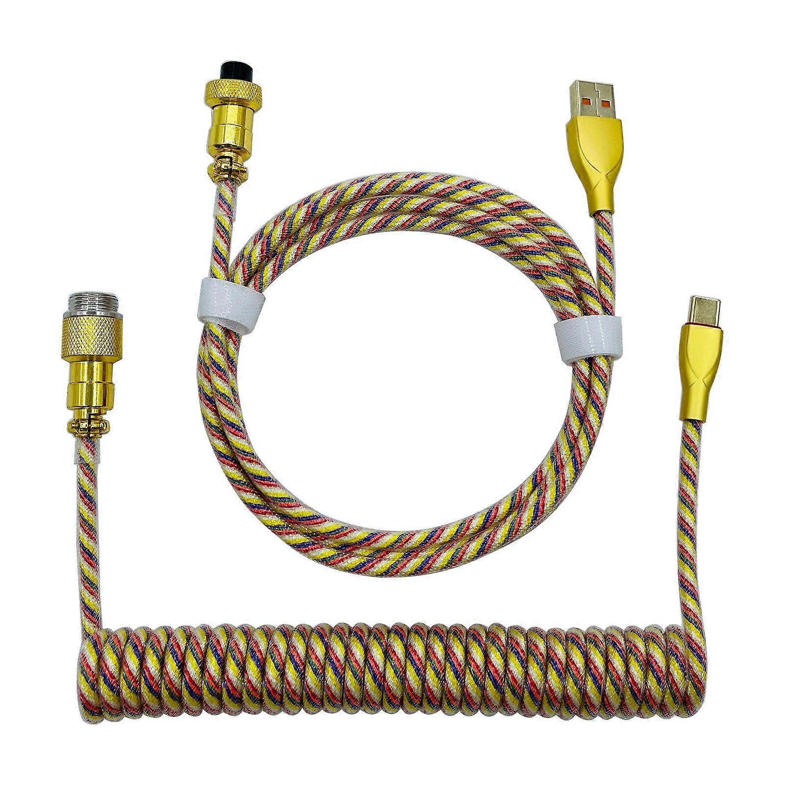 Coiled USB C Cable for Gaming Keyboard RGB Wire Mechanical Keyboard USB Cable