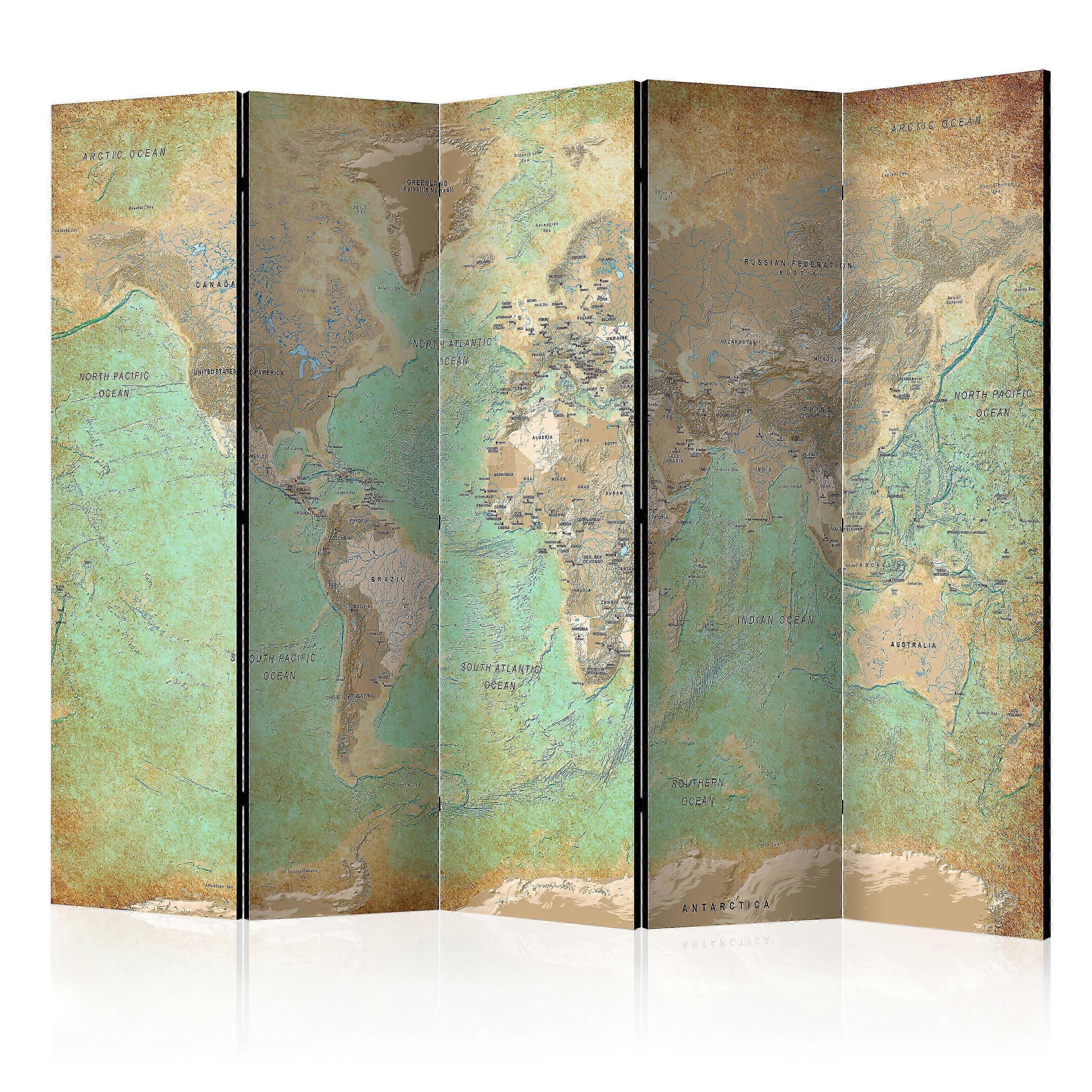 Dělicí příčka - tyrkysová mapa světa