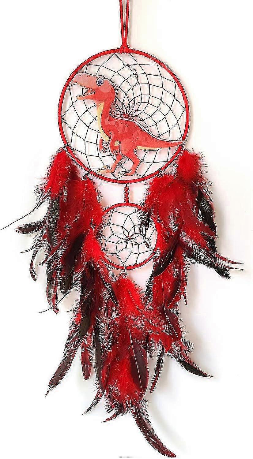 Dinosauří lapače snů pro chlapce a dívky, lapač snů Světelná nástěnná dekorace Péřový závěsný Dino lapač snů Dětský dárek - JA