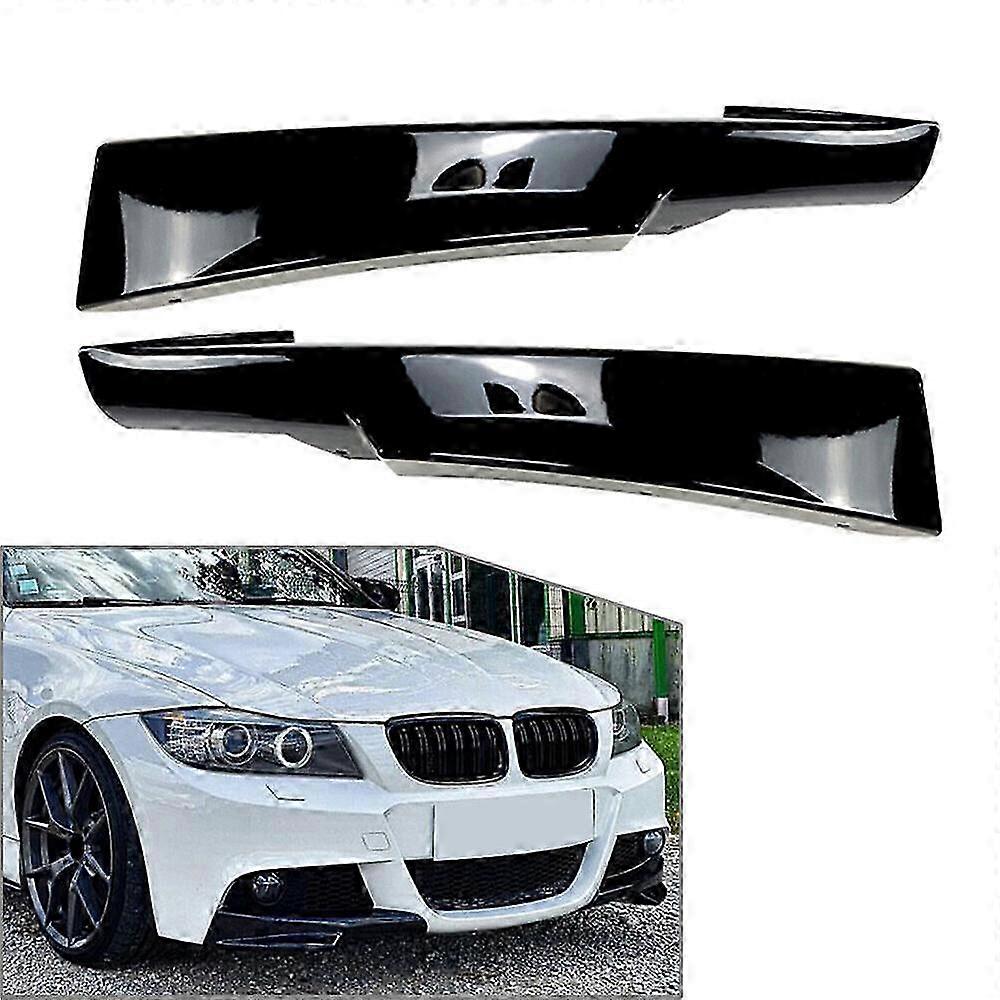 Gloss Black Front Bumper Lip Corner Splitters Compatible with BMW E90 E91 LCI M-Tech 2009-13