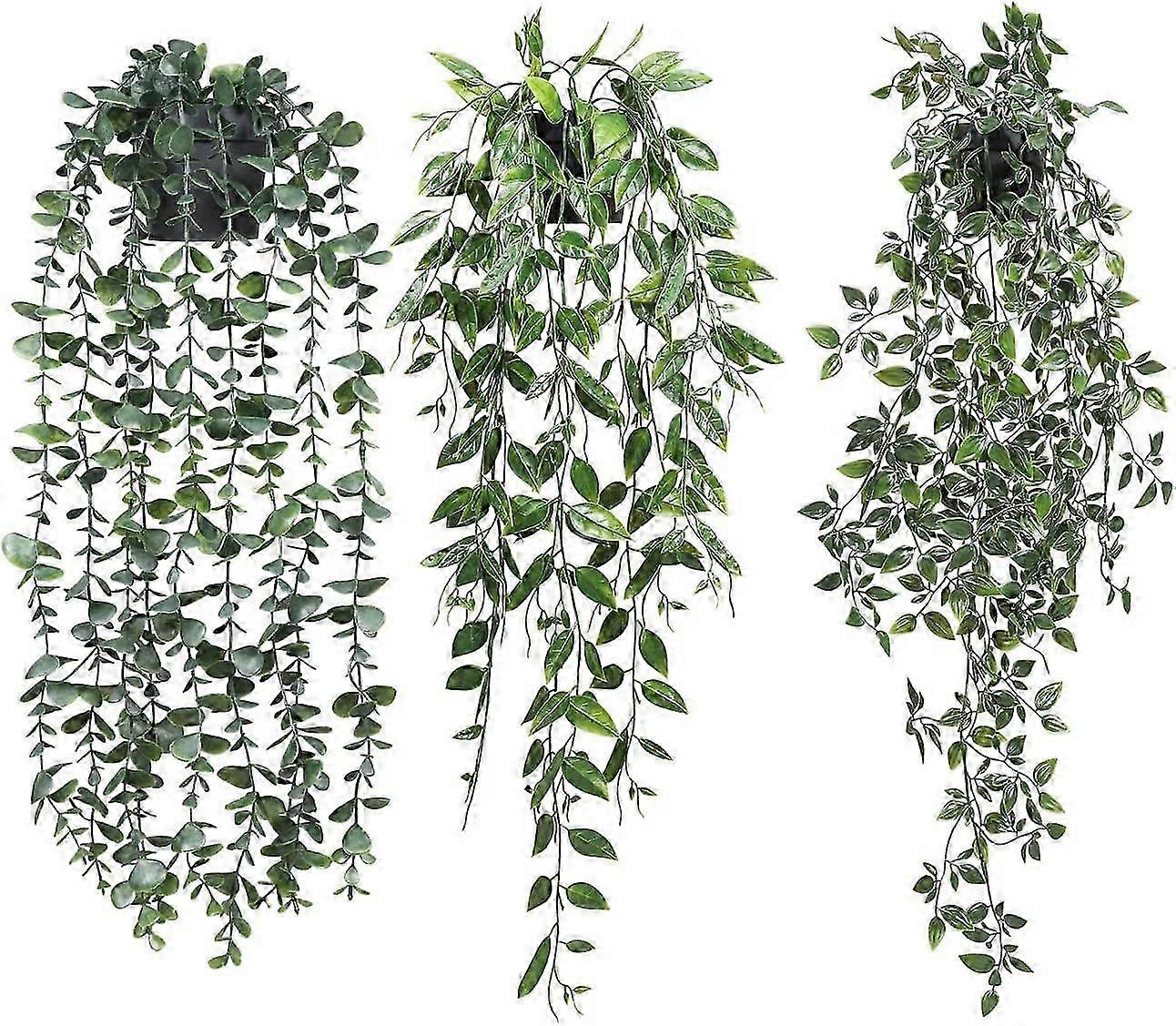 Pachet de 3 plante artificiale suspendate în ghivece, decor de verdeață falsă