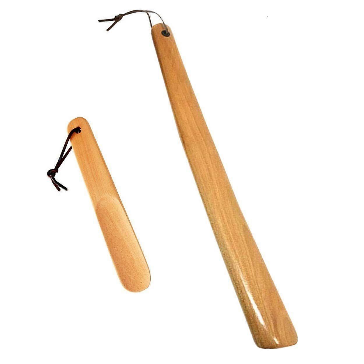 Solid wood shoehorn-1pcs16cm+1pcs38cm