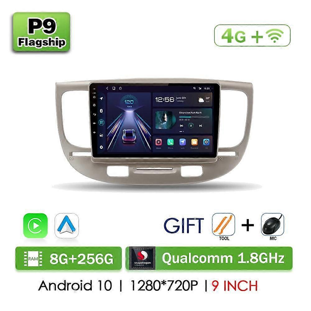 Qualcomm 9 pouces Android écran pour Kia Rio 2 2005 - 2011 sans fil Carplay Android Auto Voiture Lecteur multimédia Gps 2 Din Autoradio