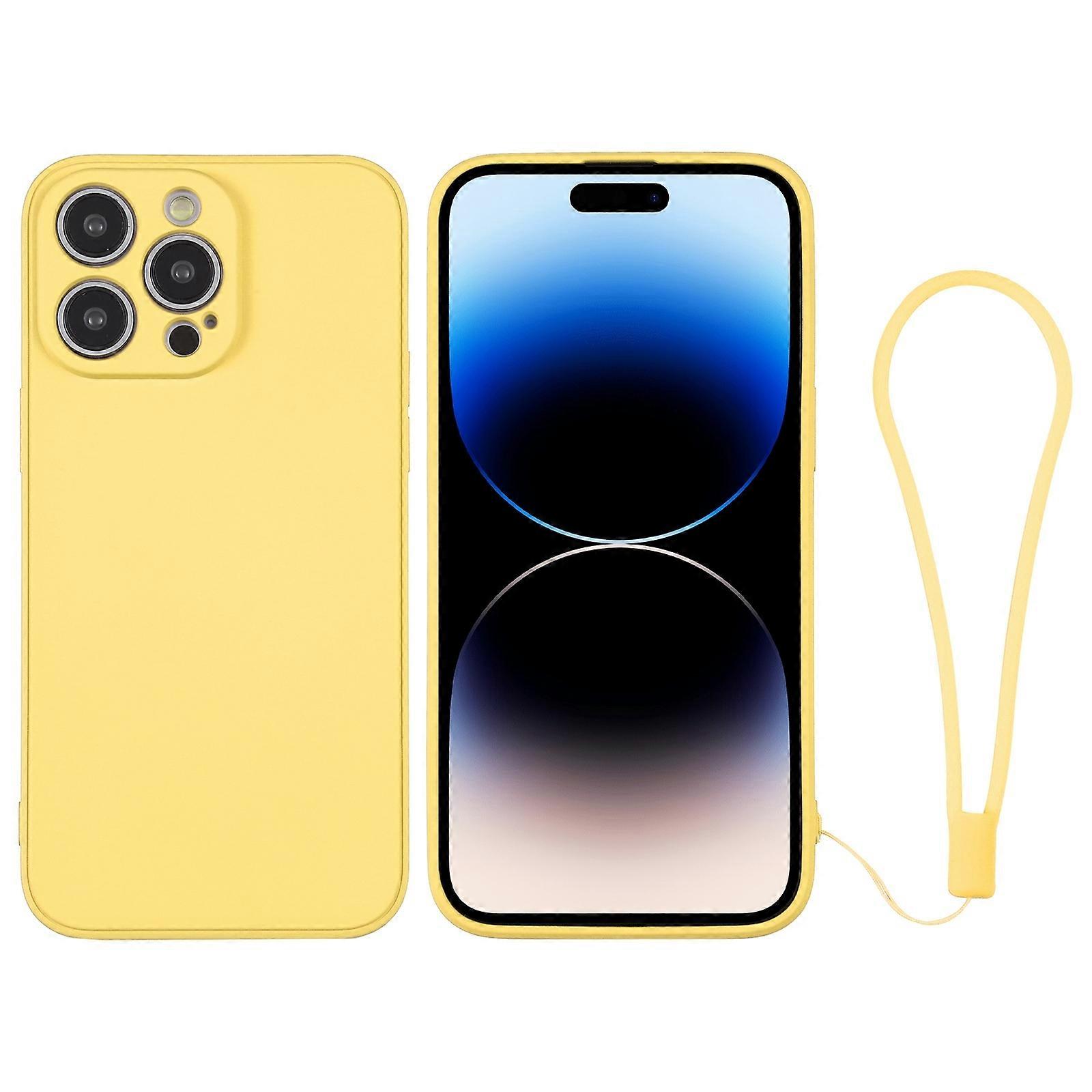 For iPhone 14 Pro Silikon Telefondeksel med Håndleddsstropp