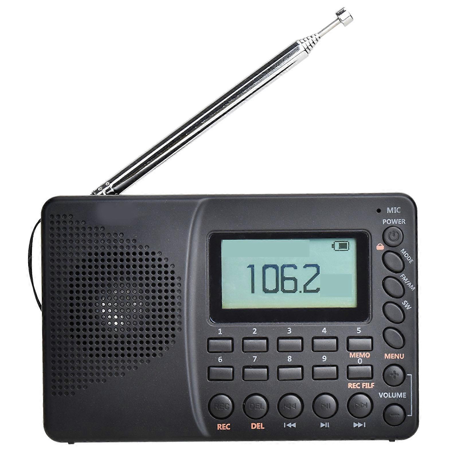 Portable Full Band Radio with Bluetooth, Memory Card, and Recording for Seniors