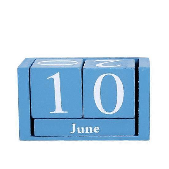 Wooden Blocks Desk Calendar Month Date Display Reusable Farmhouse Rustic Solid Wood