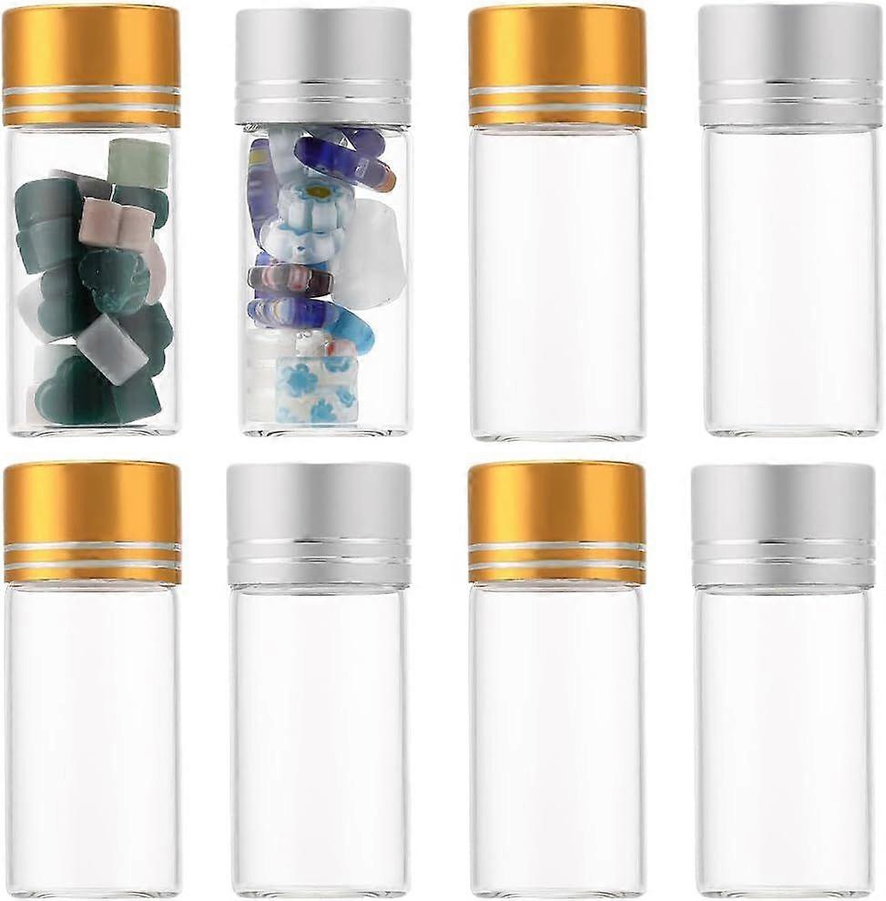 40Pcs Mini Glass Jars 10ml Small Glass Vials with Aluminium Screw capss Tiny Jars Mini Glass Bottles Clear Empty Bottles Glass Vial Jars for Essential