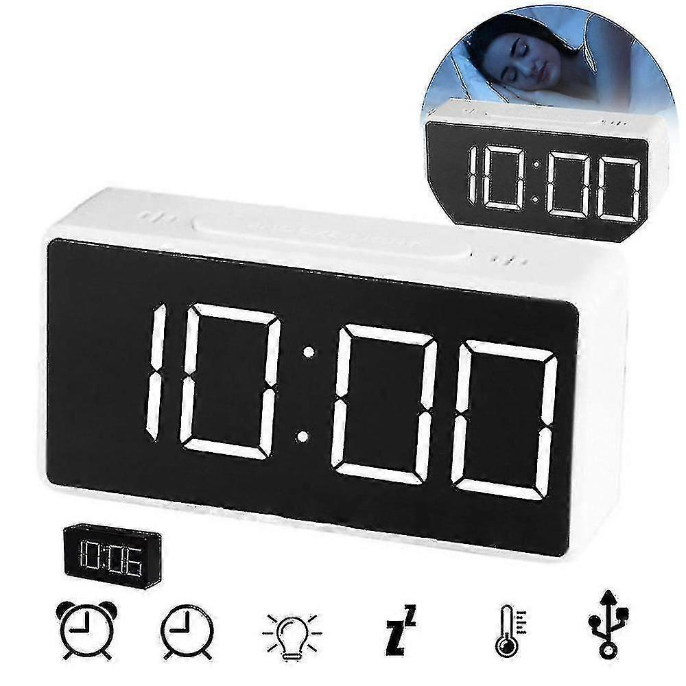 Digital Led Large Display Alarm Clock Mirror Electronic Alarm Time
