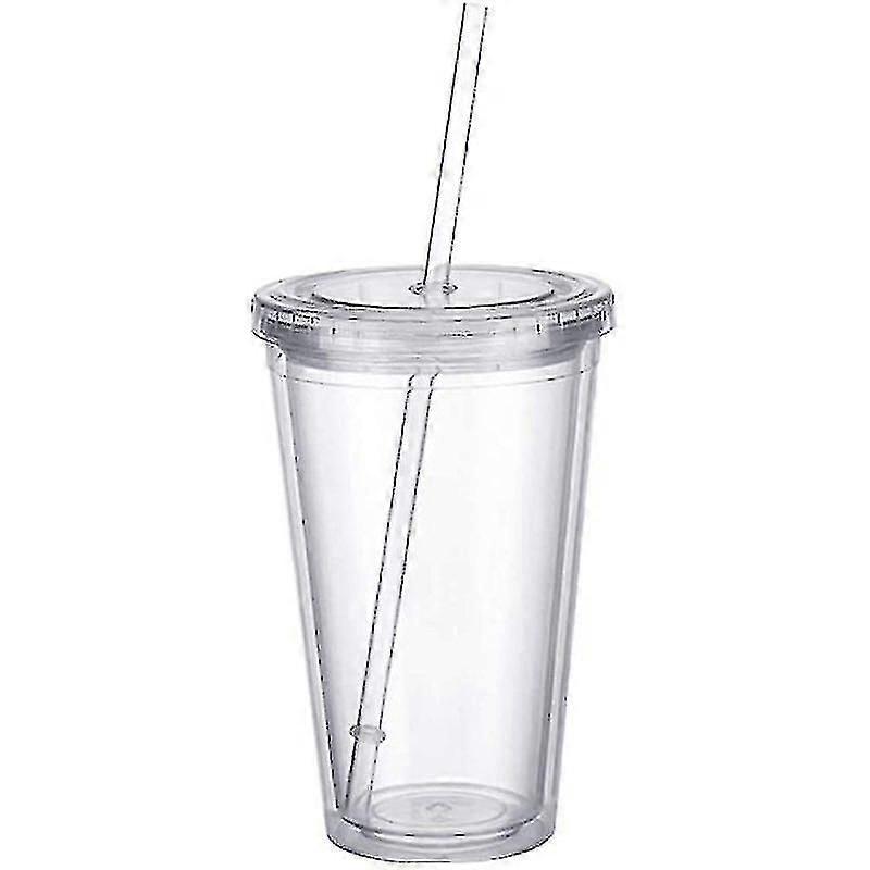Reusable Double Layer Cup Lids With Reusable Straws Smoothie Juice